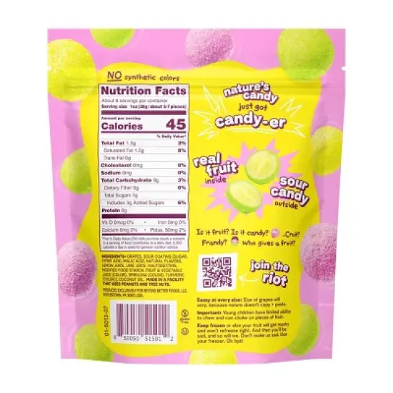 Fruit Riot Frozen Sour Mixed Candy Grapes - 8oz image {1}