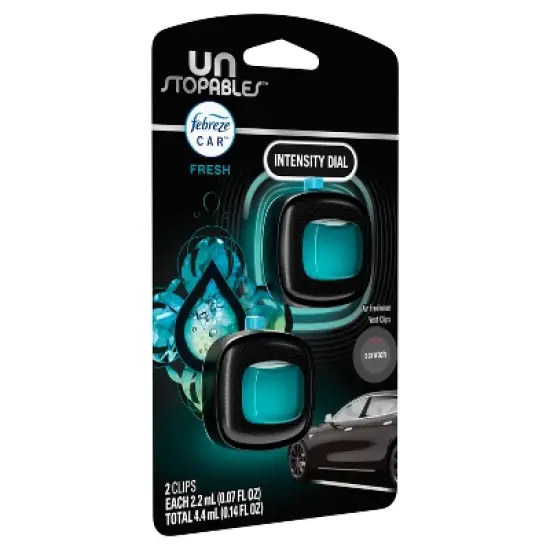 Febreze Unstopables Car Odor-Fighting Car Freshener - Fresh Scent - 0.14 fl oz/2pk image {9}