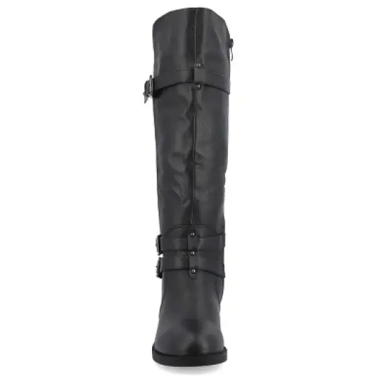 Journee Collection Womens Bite Stacked Heel Riding Boots image {5}
