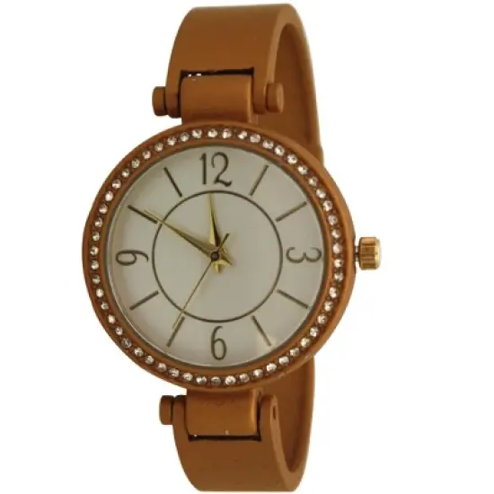 OLIVIA PRATT SOLID COLORS AND RHINESTONE DETAILS BANGLE WATCH image {1}