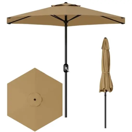 7.5FT Patio Umbrella Outdoor, Market Umbrella, Table Umbrella with Push Button Tilt and Crank, 6 Sturdy Ribs UV Protection Waterproof image {12}