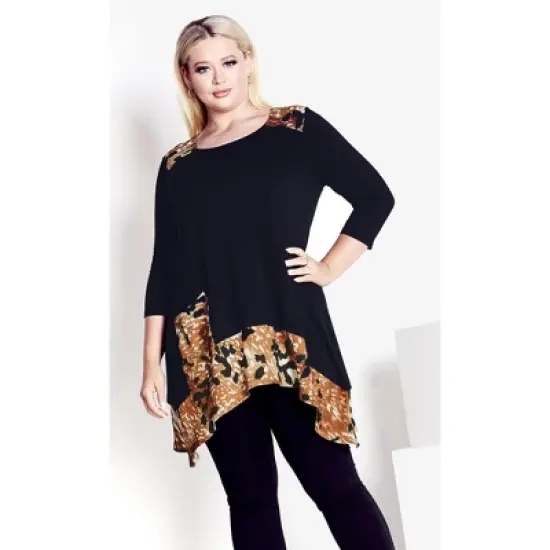 Women's Plus Size Shari Print Tunic - black | AVENUE image {8}
