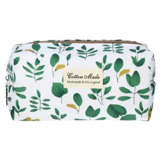 Unique Bargains Women's Printed Makeup Bag White Green 1 Pc image {6}