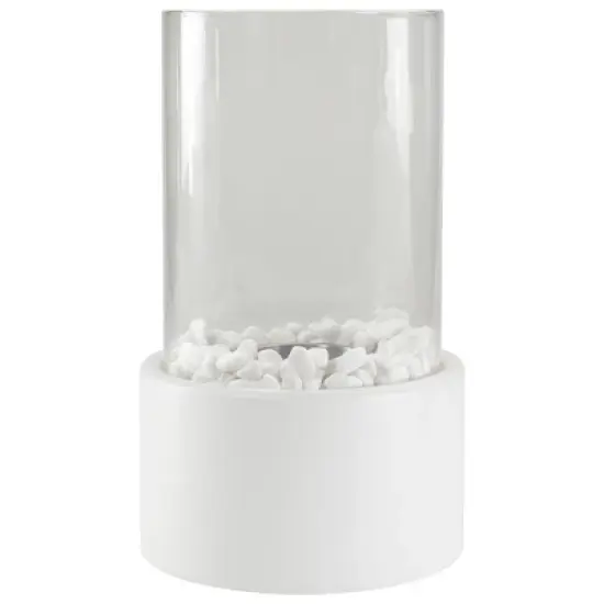 Northlight 10.5" Bio Ethanol Round Portable Tabletop Fireplace with White Base image {5}