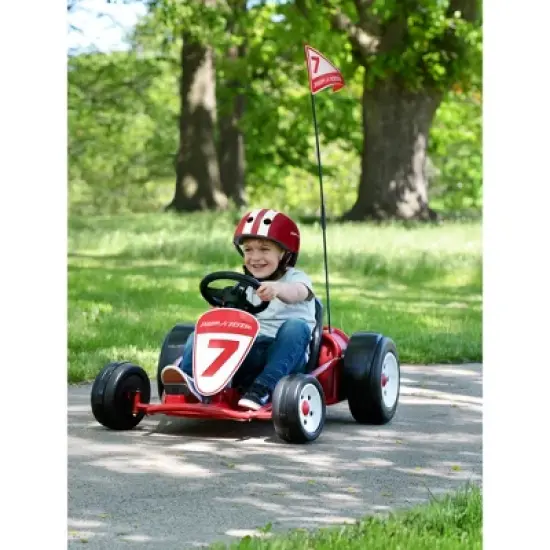 Radio Flyer 941 Hertz Battery Powered Adjustable Seat Kids Ultimate Outdoor Racing Go Kart Rider for kids Ages 3 to 8 Years Old, Red image {1}