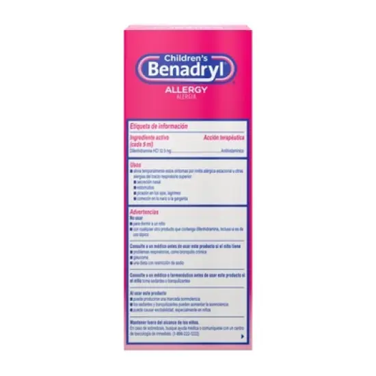 Benadryl Children's Allergy Liquid - Diphenhydramine - Cherry - 4 fl oz image {5}