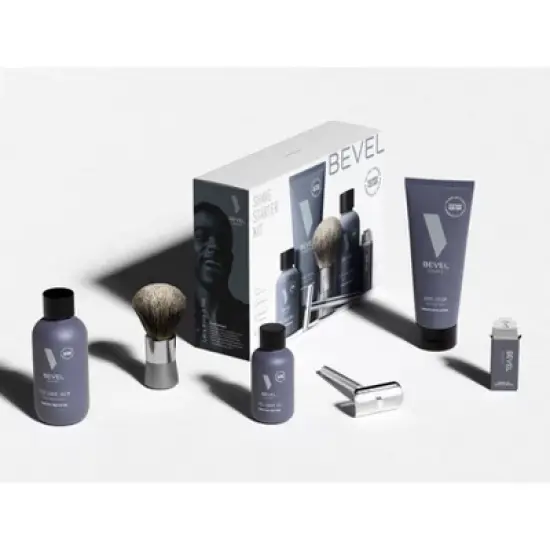 BEVEL Men's Shave Kit - Safety Razor, Shave Brush, Shave Cream, Pre Shave Oil, Post Shave Balm and 40 Blades - 6ct image {1}