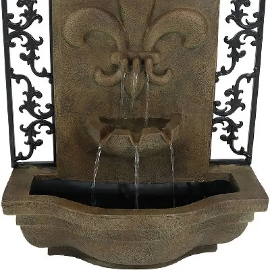 Sunnydaze 33"H Electric Polystone French Lily Design Outdoor Wall-Mount Water Fountain image {3}