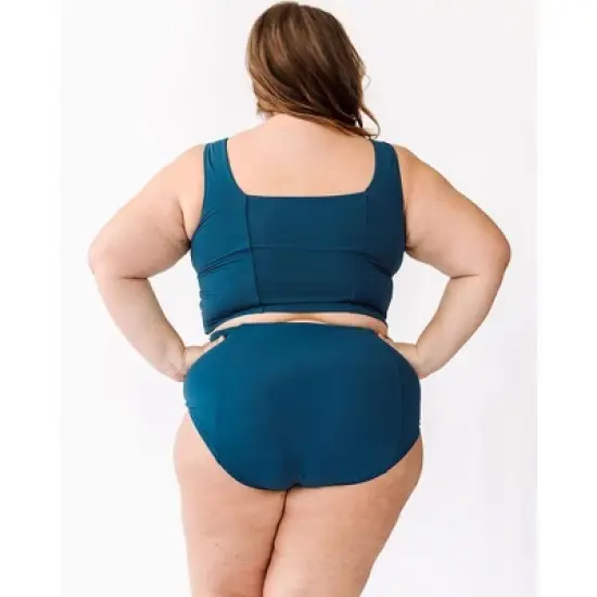 Lime Ricki Women's Indigo Square Neck Swim Crop image {3}