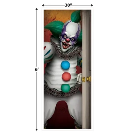 Beistle Creepy Clown Door Cover, 6' x 30", (2/Pkg) Multicolored image {4}
