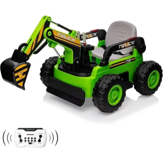 12V Kids Ride On Excavator Digger Car with Remote Control & Electric Digging Arm with 10Ah Large Battery, 4x75W Driving Motors image {7}