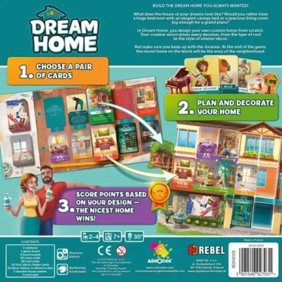 Dream Home Board Game: Asmodee, Memory Skills, 2-4 Players, 30+ Minutes Play, Party Game image {1}