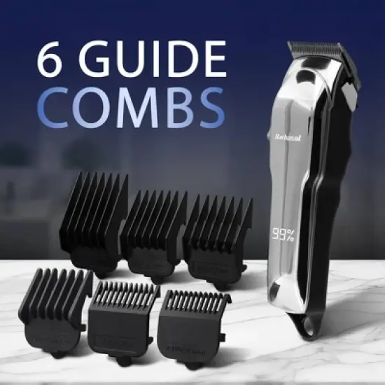 Barbasol LCD Display Rechargeable Cordless Hair Clipper 6 Guide Combs Battery Hair Trimmer - 10ct image {8}