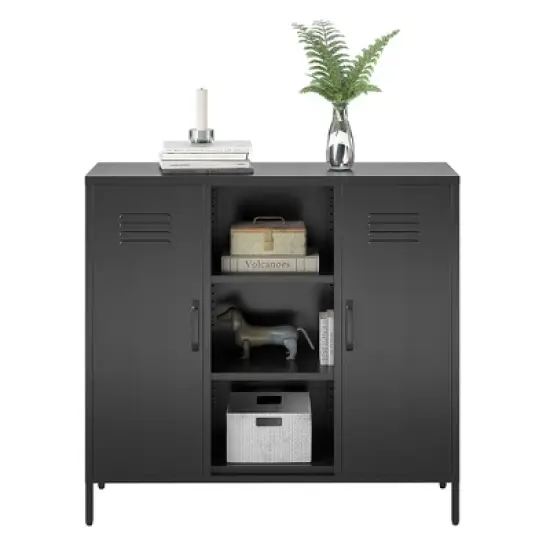 RealRooms Shadwick 2 Door Metal Locker Console Table w/ Storage image {4}