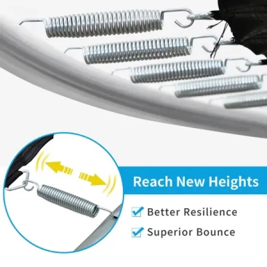 Easy-to-Assemble Kids Trampoline with Safety Fence Netting, Basketball Hoop and Ladder, Blue - ModernLuxe image {9}