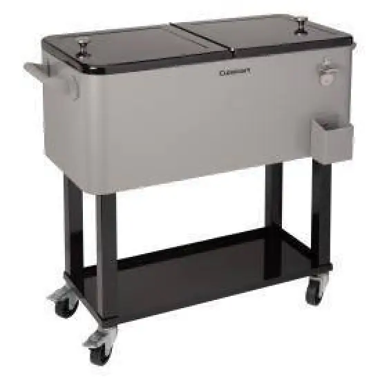 Cuisinart 80Qt Outdoor Cooler Cart: Stainless Steel Patio Beverage Stand with Dual Lids, Wheels, Cap Opener image {6}