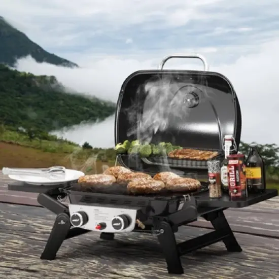 RoyalGourmet 2-Burner Portable Propane Gas Grill Tabletop Gas Grill GT2005TG Black image {10}