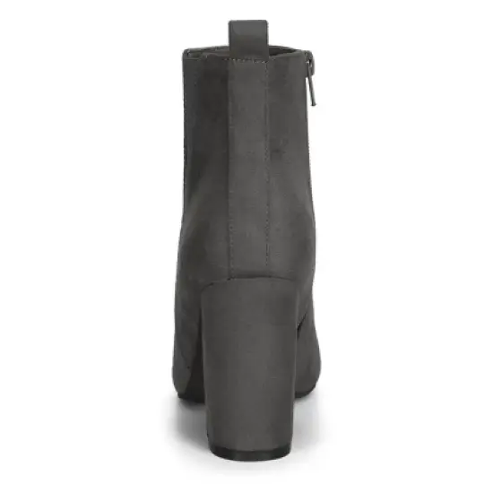 Allegra K Women's Pointed Toe Zipper Block Heels Ankle Boots image {2}