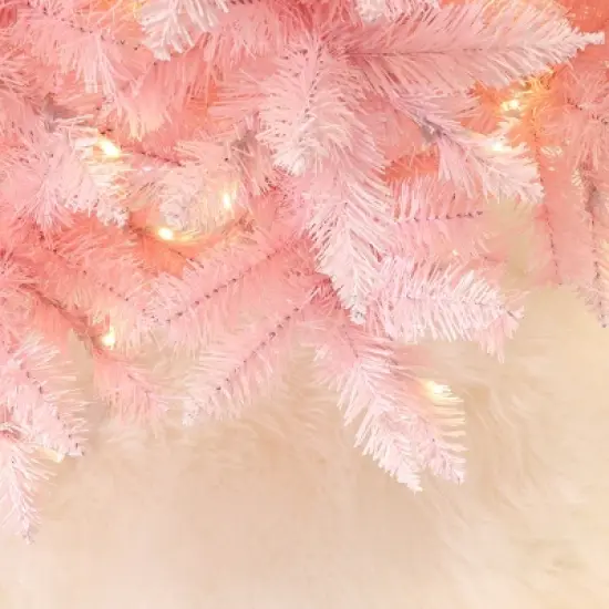 LuxenHome 6Ft Pink Pencil Artificial Tree with Warm White Lights and 8 Light Functions image {8}