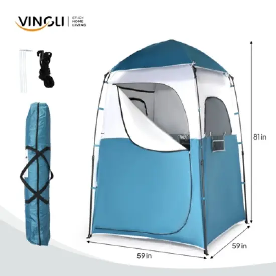 VINGLI 6.8FT Shower Tent, Large Instant Pop Up Shelter with Mesh Floor & Carrying Bag, Privacy Changing Room Tent for Camping image {7}