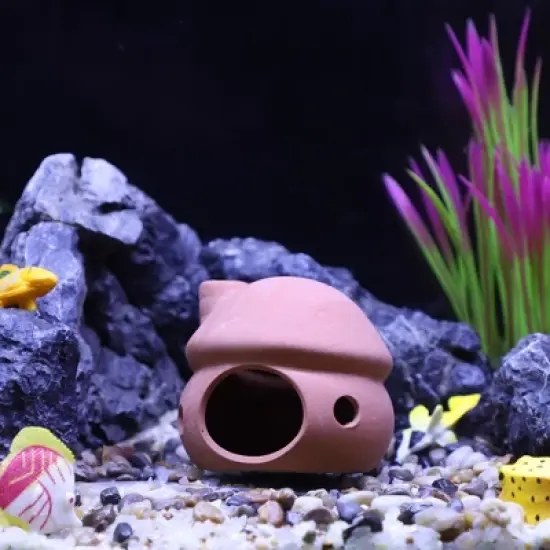 Unique Bargains Ceramic Aquarium Hideaway Rock Cave Fish Tank Decoration Red Brown 3.31x3.19x3.03 inches image {5}