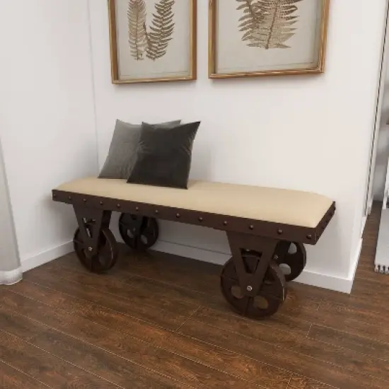 Industrial Wood Bench Brown - Olivia & May image {9}