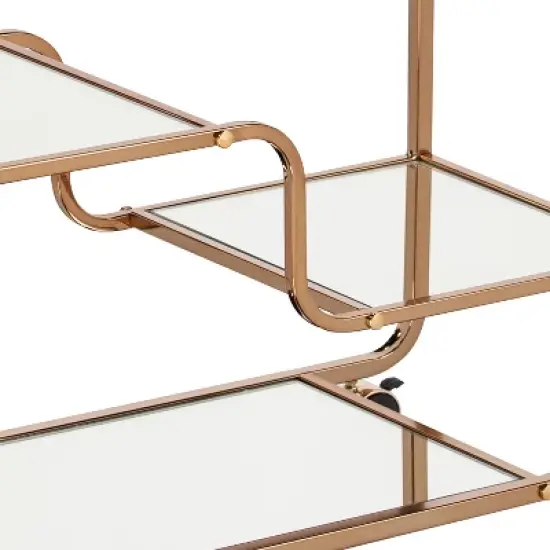 Marianne Mirrored Bar Cart Gold - Aiden Lane image {1}