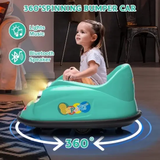 12V Kids Electric Bumper Car with 2.4G Remote Control, 360&deg; Spinning, Music & LED Lights, Safety Bumper for Ages 2-5 Years image {2}