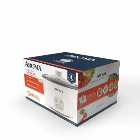 Aroma 4 Cup Pot Style Rice Cooker - White: Nonstick, Stay-Cool Handles, 1 Setting, 250W, Includes Glass Lid & Manual image {11}