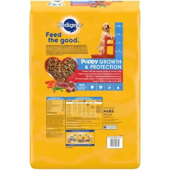 Pedigree Grilled Beef Steak & Vegetable Flavor Puppy Growth & Protection Complete & Balanced Dry Dog Food - 14lbs image {2}