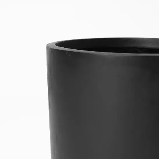 LuxenHome 14.6-Inch Round Smooth Finish Black MgO Planter image {4}