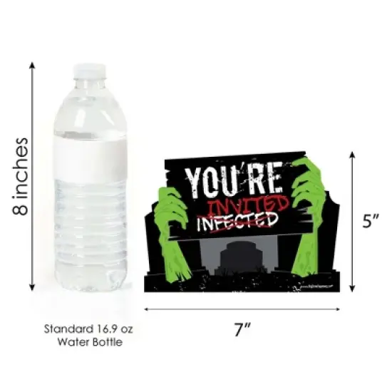 Big Dot of Happiness Zombie Zone - Shaped Fill-in Invitations - Halloween or Birthday Zombie Crawl Party Invitation Cards with Envelopes - Set of 12 image {3}