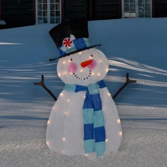 Northlight Lighted Chenille Snowman Outdoor Christmas Decoration - 32" - White Lights image {1}