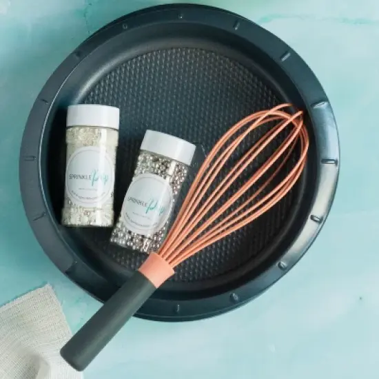 BergHOFF Leo 11" Nonstick Silicone Whisk, Pink & Gray image {3}