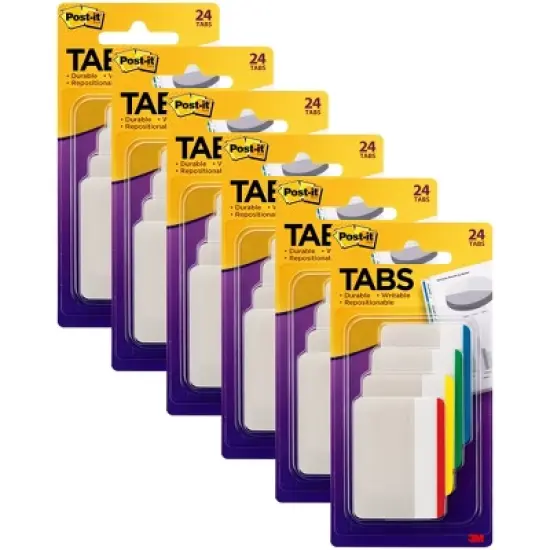 Post-it&reg; Tabs, Assorted Primary Colors, 24 Per Pack, 6 Packs image {6}