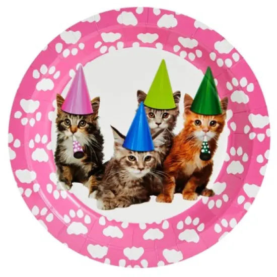 Juvale 144-Pieces of Kitten Party Supplies with Cat Birthday Paper Plates, Napkins, Cups, and Cutlery, Serves 24 image {3}