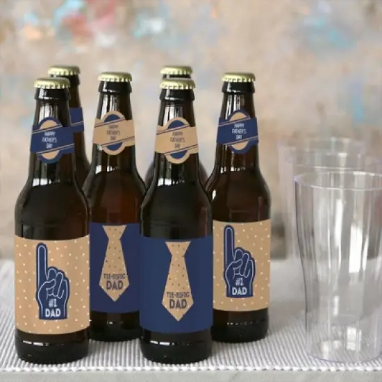 Big Dot of Happiness My Dad is Rad - Father's Day Decorations for Men - 6 Beer Bottle Label Stickers and 1 Carrier image {5}