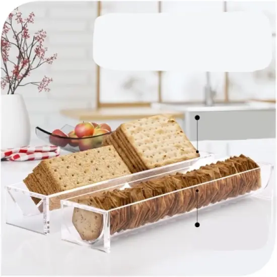 Srenta Clear Cracker Tray for Serving, Set of Rectangular Cracker Holder for Serving Trays, Acrylic Food Display Cracker Serving Stand for Home image {2}
