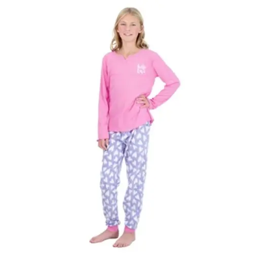 Sleep On It Girls 2-Piece Fleece Pajama Set - Hello Love image {3}