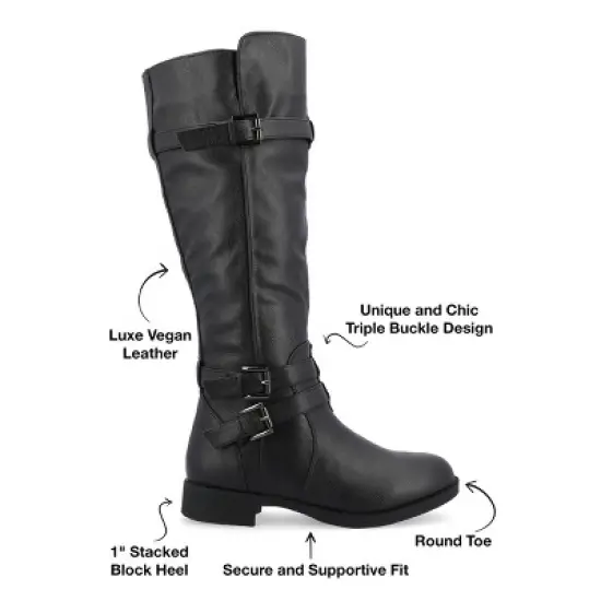 Journee Collection Womens Bite Stacked Heel Riding Boots image {7}