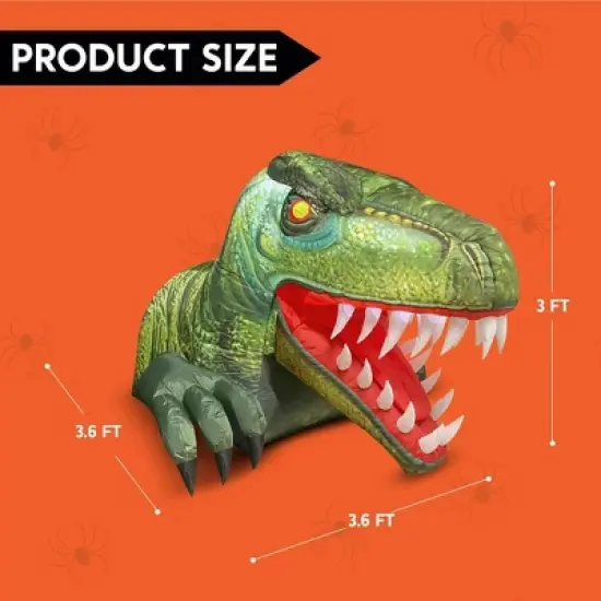 Joyfy 3.6 FT Halloween Inflatable Outdoor Decorations, Animated Dinosaur Trunk or Treat Car Inflatable with LEDs for Halloween Party Yard Decoration image {7}