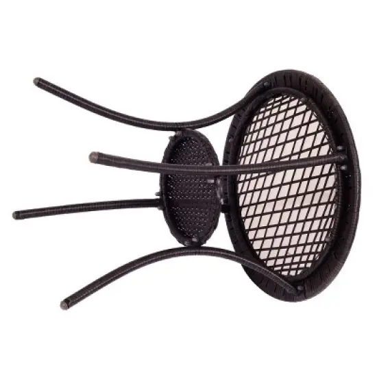 Costway Round Rattan Wicker Coffee Table Glass Top Steel Frame Patio Furni W/Lower Shelf image {3}