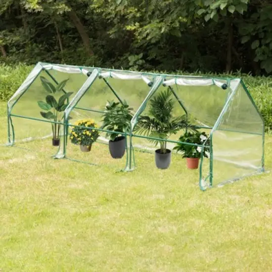 Gardenised Green Outdoor Waterproof Portable Plant Greenhouse with 2 Clear Zippered Windows image {2}