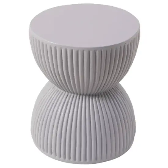 LeisureMod 15&rdquo; Wide Side Table End Table in Fiberstone with Hourglass Design No Assembly for Indoor and Outdoor Use Spire Collection image {9}