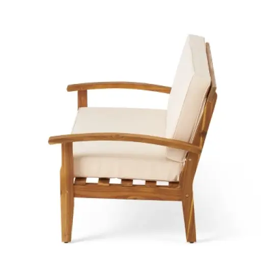 FIONECA Outdoor Beige Seat with Coffee Table, All-Weather Rattan Chair and Table Set for Patio, Garden, Balcony, or Poolside image {8}