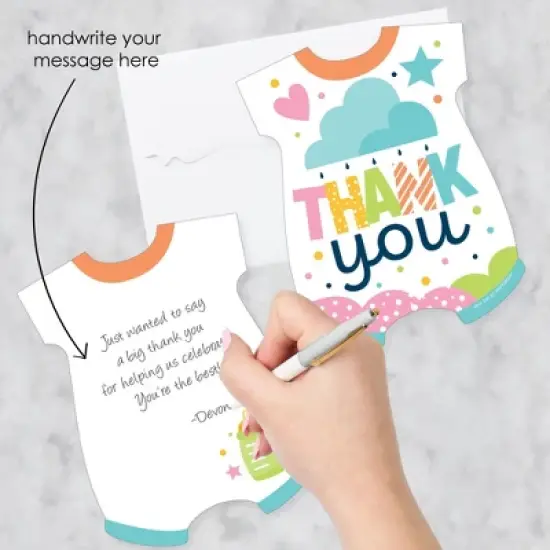 Big Dot of Happiness Colorful Baby Shower - Shaped Thank You Cards - Gender Neutral Party Thank You Note Cards with Envelopes - Set of 12 image {1}