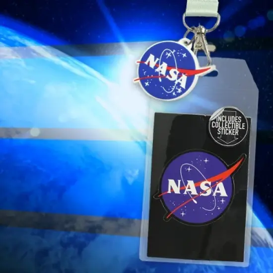 NASA ID Lanyard Badge Holder Classic Logo With 2" Rubber Charm Pendant image {3}