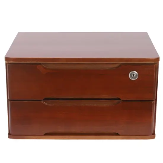 YIYIBYUS 2 Tiers Wooden Desktop Storage Box with Lockable Drawers image {7}