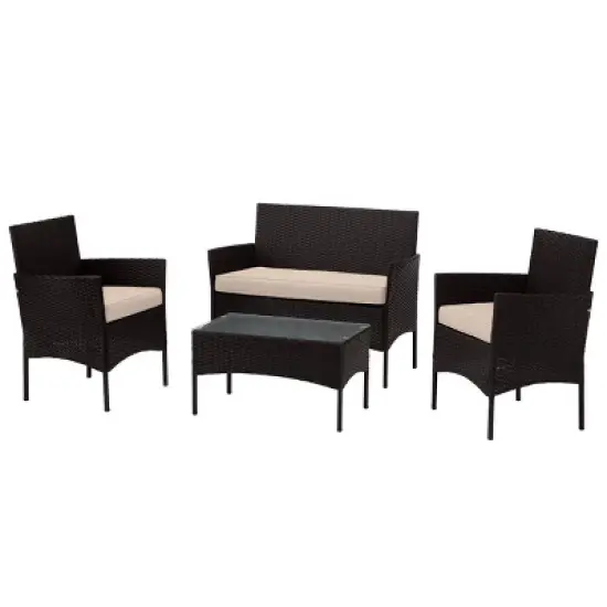 Pure Garden 4pc Outdoor Patio Rattan Furniture Set image {10}