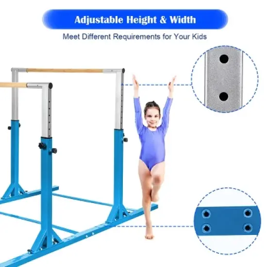 Costway Kids Double Horizontal Bars Gym Home Adjustable image {5}